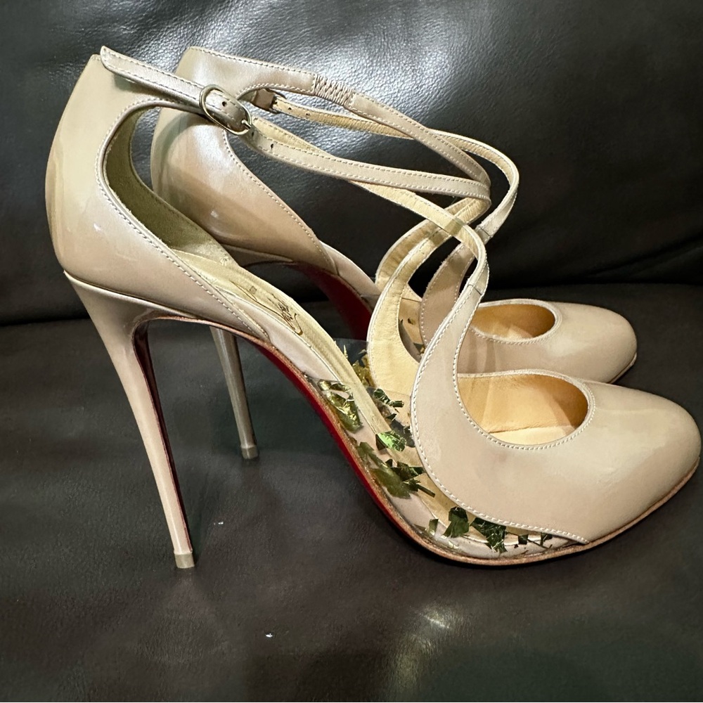 Christian Louboutin Crossettinetta 100 Patent Nacre/PVC